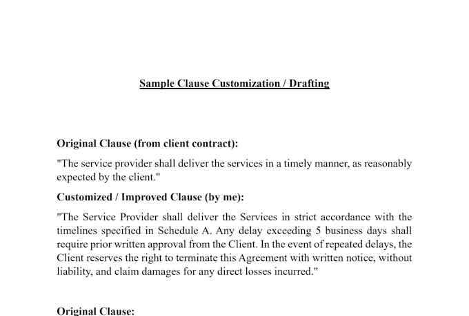 add or customize legal clauses in your contract